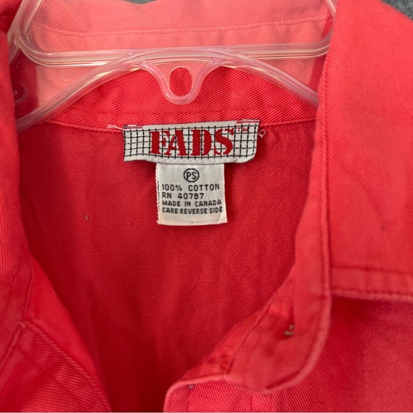FADS Vintage Long Sleeve 100% Cotton Shirt Dress Button Up Collar Coral Small - Picture 3 of 9